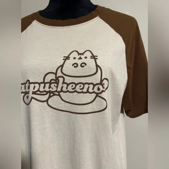 EUC Pusheen Brown and Cream Catpusheeno Graphic T-Shirt size medium - Picture 3 of 8